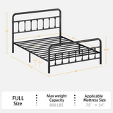 Metal Full Size Bed Frame with Headboard and Under Bed Storage