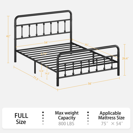 Metal Full Size Bed Frame with Headboard and Under Bed Storage HouseOfZazla