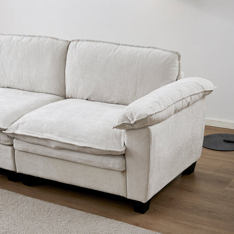 Living Room Sofa Luxury Couch with Ottoman in Soft Chenille Beige HouseOfZazla