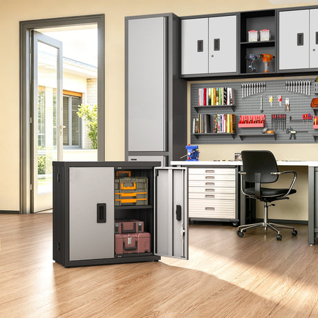 Metal Tool Garage Storage Cabinet with 2 Doors and Lock HouseOfZazla