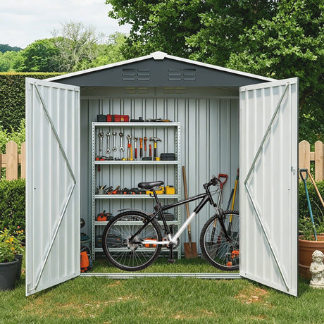 8ft x 4ft Outdoor Metal Storage Shed with Lockable Latch HouseOfZazla