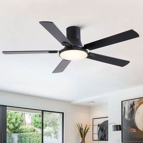 Flush Mount Ceiling Fans With LED Light And Remote Control, 5 Blades HouseOfZazla