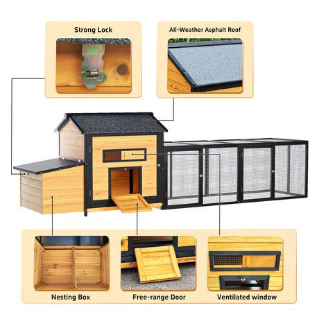 114" Wooden Chicken Coop with Outdoor Run HouseOfZazla