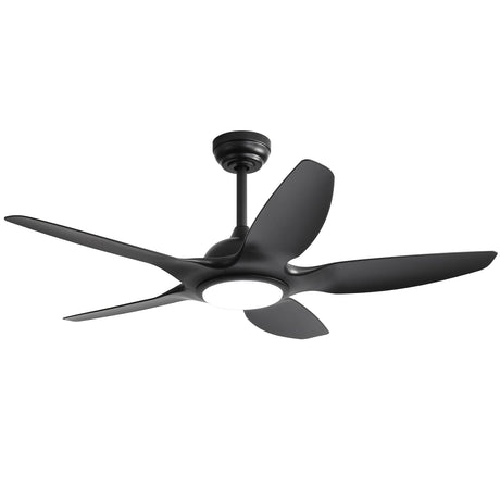 Ceiling Fan With Dimmable LED Light And Remote Control, 5 Blades DC Motor - Black HouseOfZazla