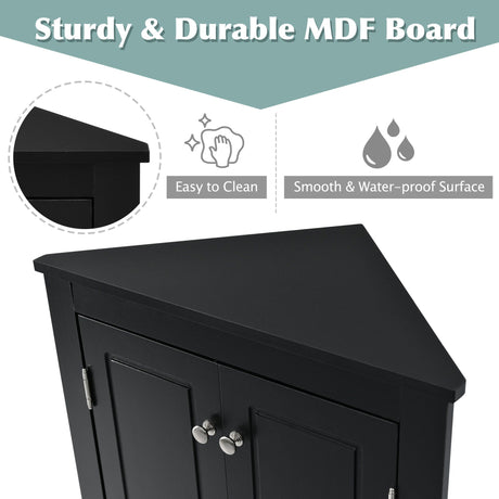 Triangle Bathroom Storage Cabinet With Adjustable Shelves, Freestanding Floor Cabinet For Home Kitchen HouseOfZazla