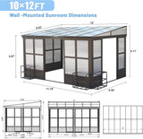 10x12FT All Season Aluminum Sunroom with Detachable Windows