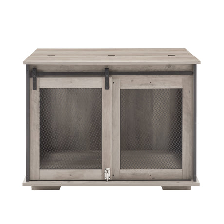 Farmhouse Dog Cage Crate Furniture with Sliding Barn Door HouseOfZazla