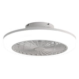 Enclosed Ceiling Fan With Light and Remote, Flush Mount Bladeless Low Profile - White