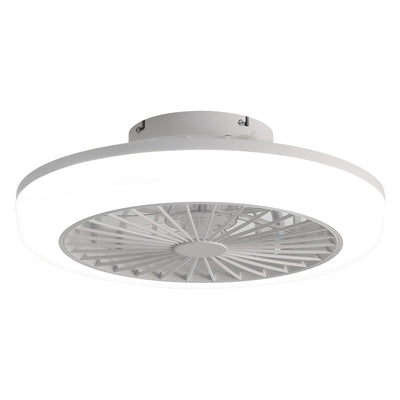 Enclosed Ceiling Fan With Light and Remote, Flush Mount Bladeless Low Profile - White