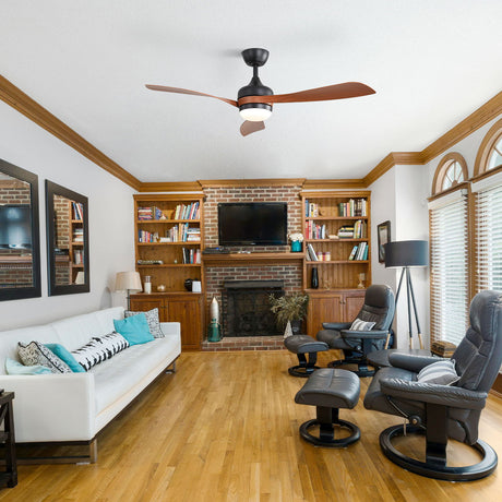Ceiling Fan With 3 Blades, Remote Control, Reversible DC Motor, Noiseless Operation, 3 Downrods HouseOfZazla