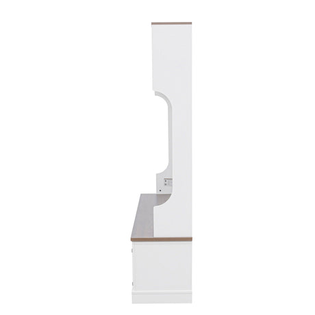 Hall Tree With Bench And Shoe Storage, 5 In 1 Entryway Organizer Cabinet With Coat Rack, 4 Shoe Cubbies & 7 Hooks - White HouseOfZazla