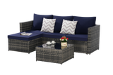 2 Pieces Patio Furniture Set, Outdoor Woven Sectional L-Shaped Patio Furniture