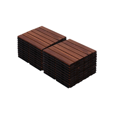 Interlocking Deck Tiles Striped Pattern Waterproof Brown HouseOfZazla
