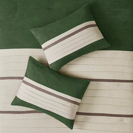 7 Pc Faux Suede Comforter Set Green Queen HouseOfZazla