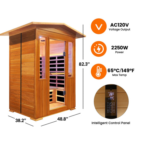Outdoor Double Red Cedar Far Infrared Sauna Room HouseOfZazla