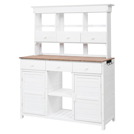 TOPMAX 65.7" Tall Garden Potting Bench Table with Hutch HouseOfZazla