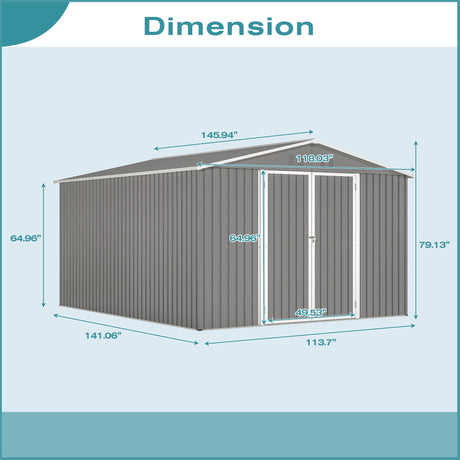 10 x 12 ft. Outdoor Storage Shed with Floor Frame Kit HouseOfZazla