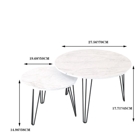 Round Nesting Coffee Table For Living Room (Set of 2) HouseOfZazla