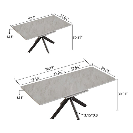 Modern Extendable Dining Table Set With Soft Padded Armless Chairs HouseOfZazla