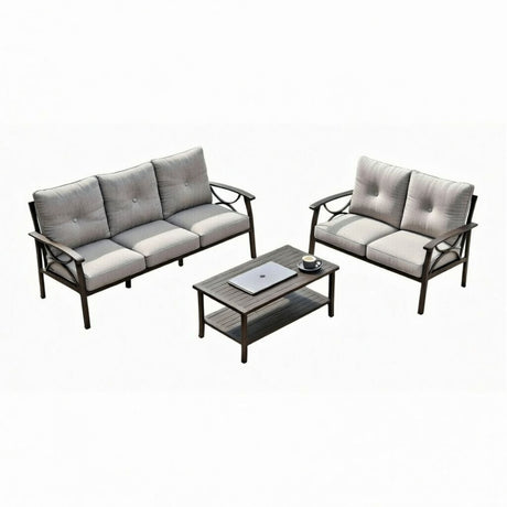Patio Furniture Set with Coffee Table and Cushions for Backyard HouseOfZazla