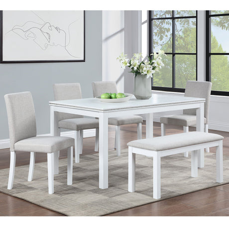 Dining Table Set With Crystal Decoration And Upholstered Chairs HouseOfZazla