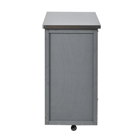 Outdoor Kitchen Island Fir Wood Prep Station with Stainless Steel Top HouseOfZazla