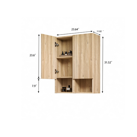 Abay Home Chic Striped Texture Bathroom Storage Cabinet HouseOfZazla