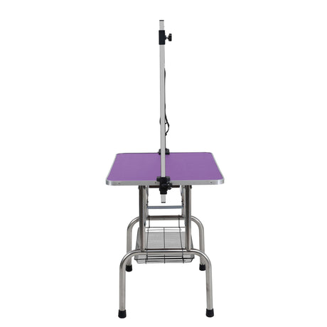 Folding Dog Pet Grooming Table Stainless Steel Frame Rubber Mat On Board With Adjustable Arm And Clamps Pet Dog Cat Grooming Table HouseOfZazla