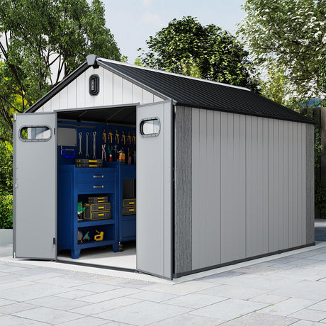 8x14Ft Resin Outdoor Storage Shed with Carpet HouseOfZazla