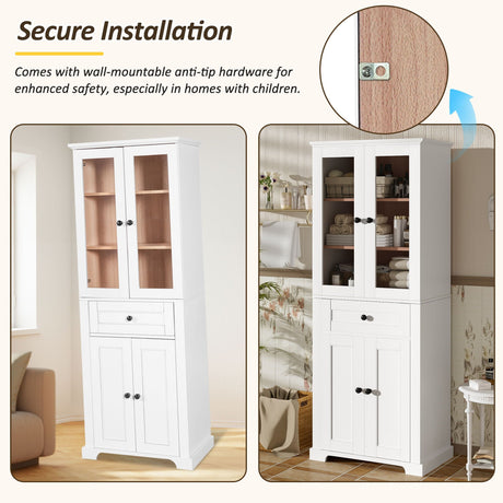 Bathroom Storage Cabinet, Adjustable Shelves & Drawer, Freestanding Tower HouseOfZazla