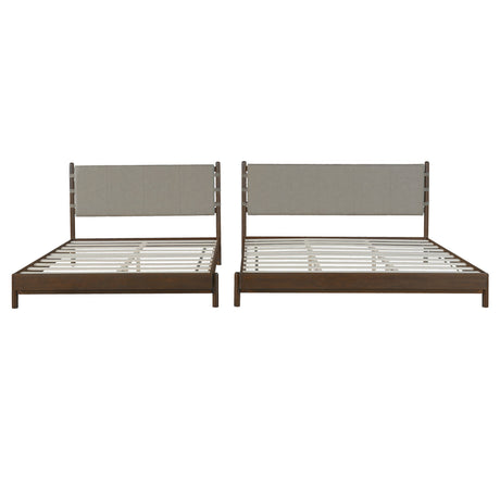 Premium Rubber Wood Platform Bed Frame, King Size with Headboard HouseOfZazla
