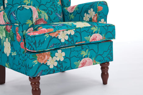 Modern Accent Chair with Retro Wood Legs - Floral HouseOfZazla
