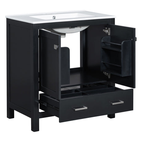 Bathroom Vanity With Single Sink, Combo Cabinet Undermount Sink, Bathroom Storage Cabinet With Two Doors And A Drawer, Soft Closing, Multifunctional Storage, Solid Wood Frame HouseOfZazla