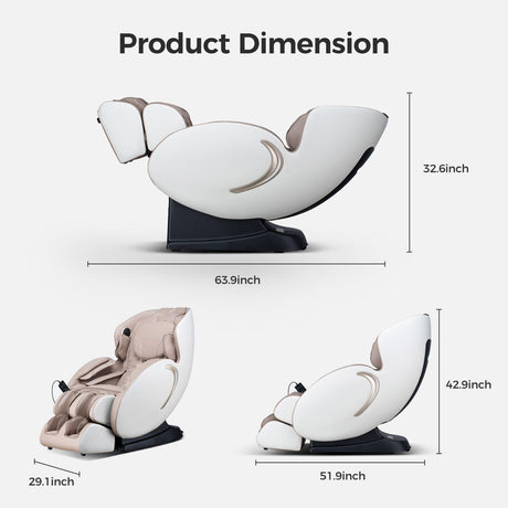 Bosscare - 3D Zero Gravity Massage Chair, Full Body Shiatsu Recliner With App HouseOfZazla