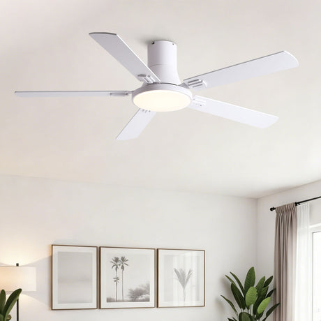 Flush Mount Ceiling Fans With LED Light And Remote Control, 5 Blades HouseOfZazla