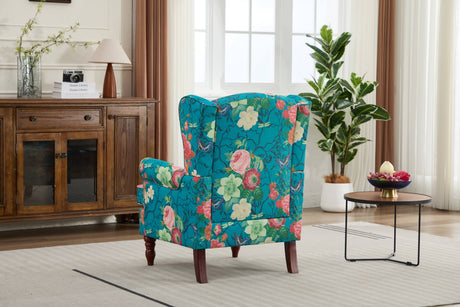 Modern Accent Chair with Retro Wood Legs - Floral HouseOfZazla