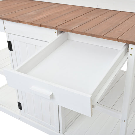 Topmax 66" Large Outdoor Farmhouse Wooden Potting Bench Table HouseOfZazla