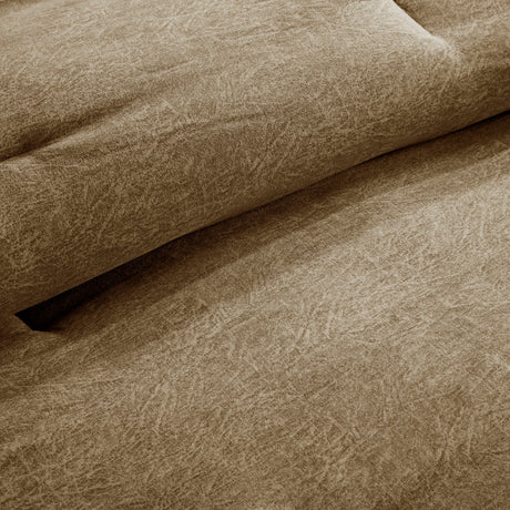 7 Piece Faux Suede Comforter Set Brown California King HouseOfZazla