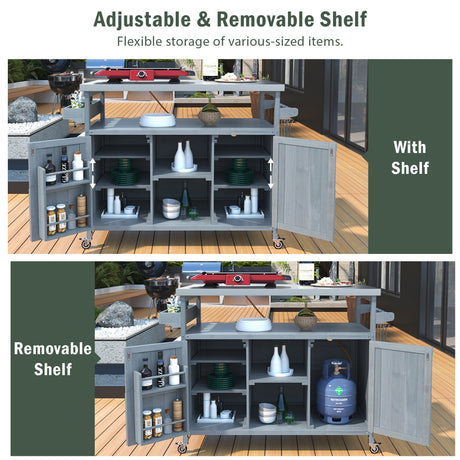 K&K Outdoor Kitchen Island, Rolling Bar Cart & Storage Cabinet HouseOfZazla