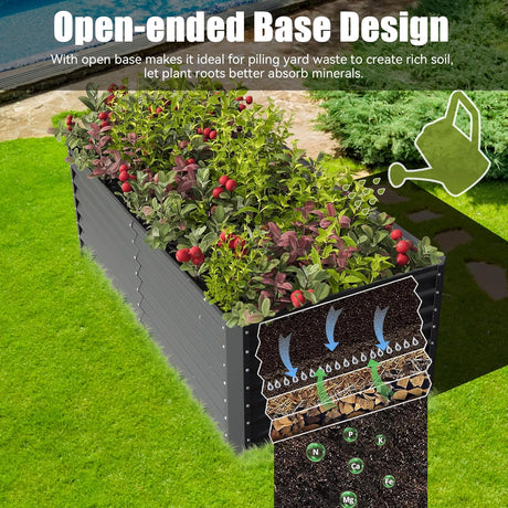 8×4×1.5 ft Galvanized Raised Garden Bed HouseOfZazla