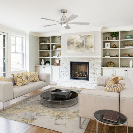 Ultra Quiet Reversible Ceiling Fan With Dimmable LED Light - Brushed Nickel HouseOfZazla