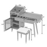 Modern Makeup Vanity Desk With Drawers Cabinet & Charging Port Engineered Wood Space Saving Design For Small Places - Black