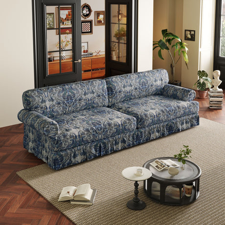Luxuriously Comfortable Cloud Couch Sofa With Elegant Rolled Arms & Pleated Skirt Design HouseOfZazla