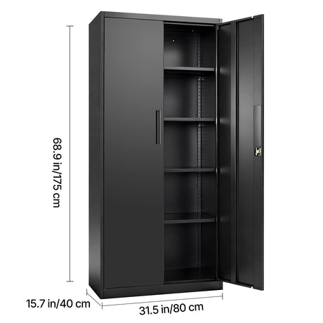 Metal Storage Cabinet, 68.9 in Lockable Steel Garage Cabinet HouseOfZazla