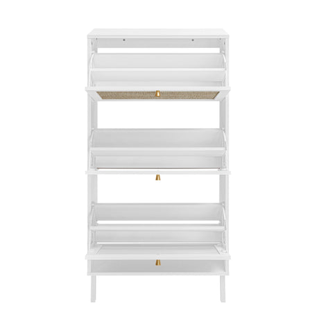 Modern Rattan 3 Door Shoe Rack Cabinet for Entryway HouseOfZazla