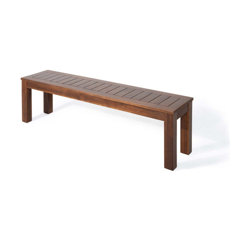 Acacia Wood Outdoor Bench with Beautiful Slat Paneling - Dark Brown HouseOfZazla