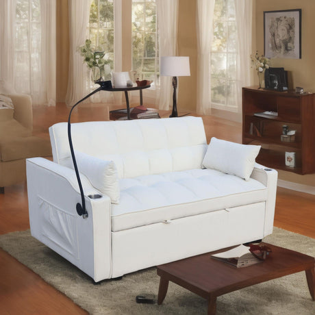 Modern Loveseat Futon Sofa With Pullout Bed, Adjustable Reclining Backrest, Toss Pillows HouseOfZazla