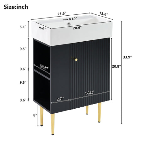 Bathroom Vanity, Combo Cabinet, Bathroom Storage Cabinet, Single Ceramic Sink HouseOfZazla