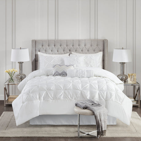 7 Piece Tufted Comforter Set White HouseOfZazla
