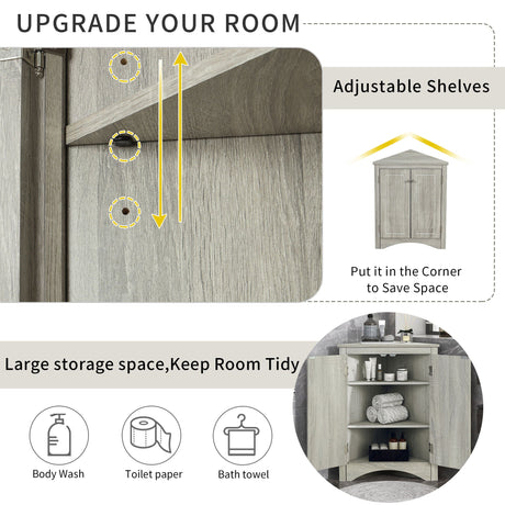 Triangle Bathroom Storage Cabinet With Adjustable Shelves, Freestanding Floor Cabinet For Home Kitchen HouseOfZazla